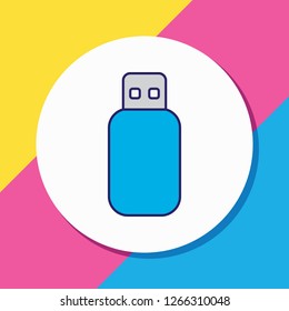 Vector illustration of flash drive icon colored line. Beautiful computer element also can be used as usb card icon element.