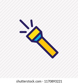 Vector illustration of flash icon colored line. Beautiful camping element also can be used as torch icon element.