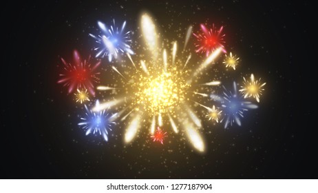 Vector illustration of a flash or meteor shower. Sparks fly apart. The explosion of hot particles. Abstract background