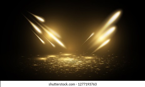Vector illustration of a flash or meteor shower. Sparks fly apart. The explosion of hot particles. Abstract background