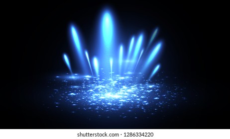 Vector illustration of a flash or meteor shower. Sparks fly apart. The explosion of hot particles. Abstract background - Vector
