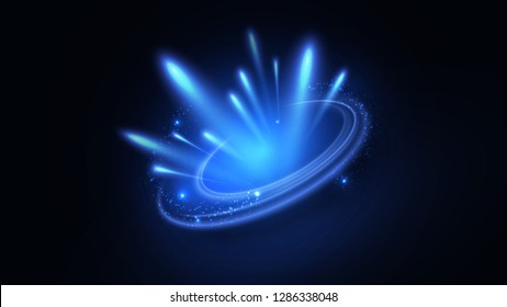 Vector illustration of a flash or meteor shower. Sparks fly apart. The explosion of hot particles. Abstract background - Vector