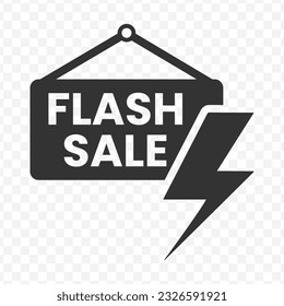 Vector illustration of flash sale board icon in dark color and transparent background(PNG).