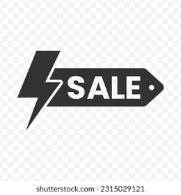 Vector illustration of flash sale icon in dark color and transparent background(PNG).
