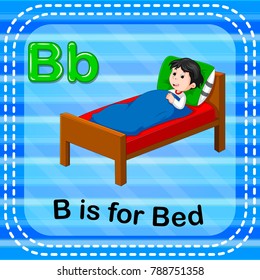 vector illustration of Flashcard letter B is for bed