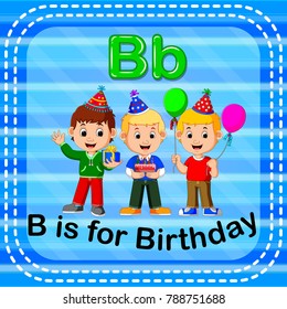 vector illustration of Flashcard letter B is for birthday