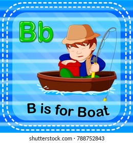 vector illustration of Flashcard letter B is for boat