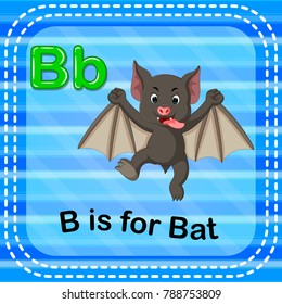 vector illustration of Flashcard letter B is for bat