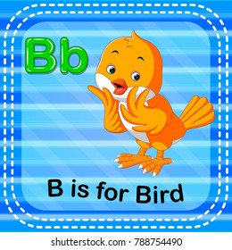 vector illustration of Flashcard letter B is for bird