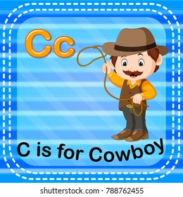 vector illustration of Flashcard letter C is for cowboy