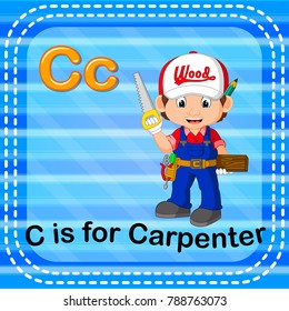 vector illustration of Flashcard letter C is for carpenter