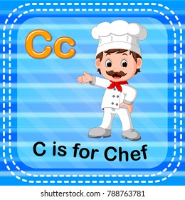 vector illustration of Flashcard letter C is for chef