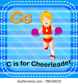 vector illustration of Flashcard letter C is for cheerleader