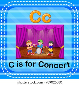 vector illustration of Flashcard letter C is for concert