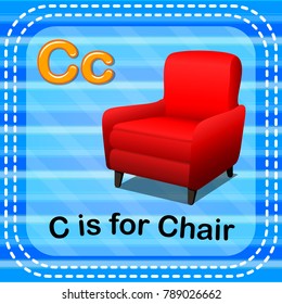 vector illustration of Flashcard letter C is for chair