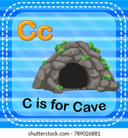 vector illustration of Flashcard letter C is for cave