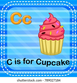 vector illustration of Flashcard letter C is for cupcake