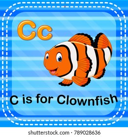 vector illustration of Flashcard letter C is for clownfish