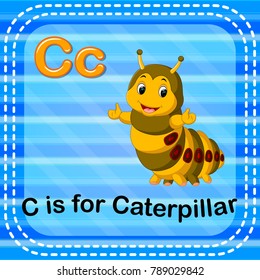 vector illustration of Flashcard letter C is for caterpillar