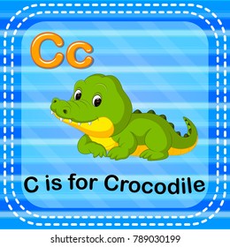 vector illustration of Flashcard letter C is for crocodile