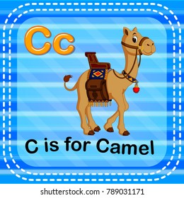 vector illustration of Flashcard letter C is for camel
