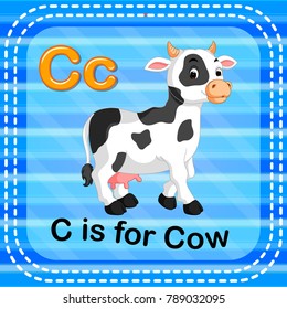 vector illustration of Flashcard letter C is for cow