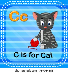 vector illustration of Flashcard letter C is for cat