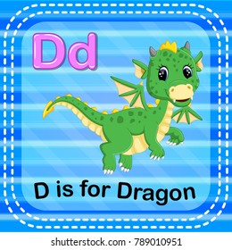 vector illustration of Flashcard letter D is for dragon