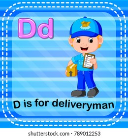 vector illustration of Flashcard letter D is for deliveryman
