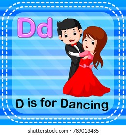 vector illustration of Flashcard letter D is for dancing