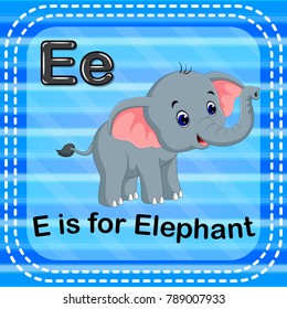 vector illustration of Flashcard letter E is for elephant