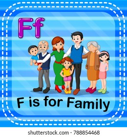 vector illustration of Flashcard letter F is for family