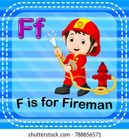 vector illustration of Flashcard letter F is for fireman