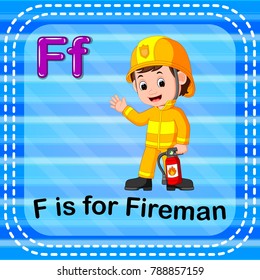 vector illustration of Flashcard letter F is for fireman