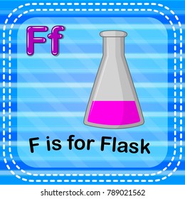 vector illustration of Flashcard letter F is for flask