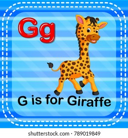 vector illustration of Flashcard letter G is for giraffe