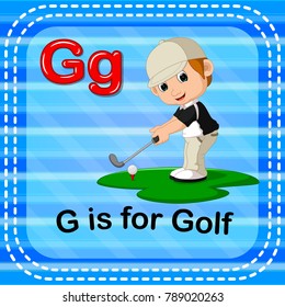 vector illustration of Flashcard letter G is for golf
