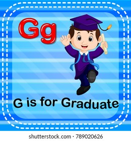vector illustration of Flashcard letter G is for graduate