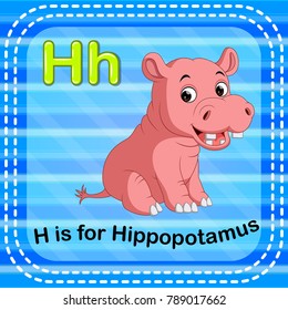 vector illustration of Flashcard letter H is for hippo