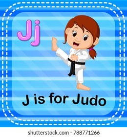 vector illustration of Flashcard letter J is for judo