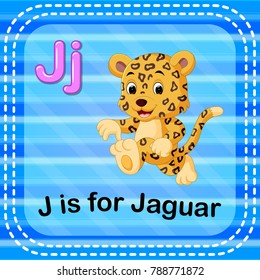 vector illustration of Flashcard letter J is for jaguar