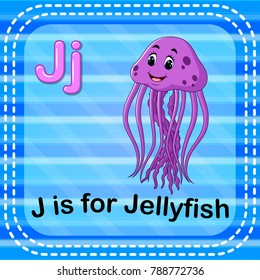 vector illustration of Flashcard letter J is for jellyfish