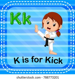 vector illustration of Flashcard letter K is for kick