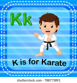 vector illustration of Flashcard letter K is for karate