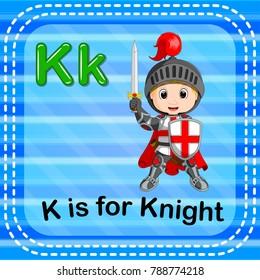 vector illustration of Flashcard letter K is for knight