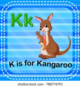 vector illustration of Flashcard letter K is for kangaroo