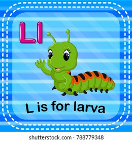 vector illustration of Flashcard letter L is for larva