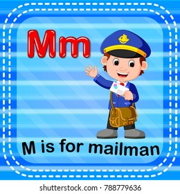 vector illustration of Flashcard letter M is for mailman