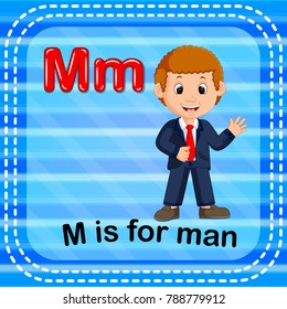 vector illustration of Flashcard letter M is for man