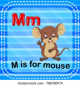 vector illustration of Flashcard letter M is for mouse